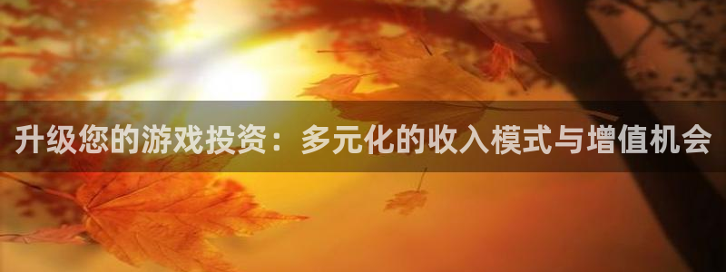 沐鸣2平台代理注册：升级您的游戏投资：多元化的收入模式与增值机会